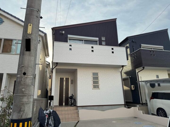 春日井市O様邸　外壁塗装工事　コーキング打ち替え、打ち増し工事　屋根塗装工事　ベランダ防水工事