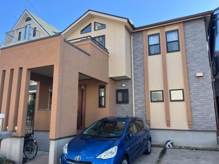 春日井市T様邸　外壁塗装工事　コーキング打ち替え、打ち増し工事　屋根塗装工事　ベランダトップコート工事